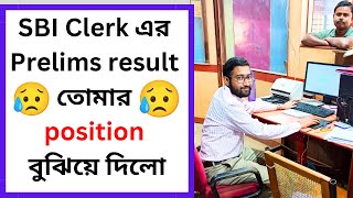 SBI Clerk এর Prelims result তোমার position বুঝিয়ে দিলো 😢😢😢 [upl. by Elnukeda]