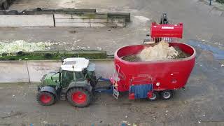 Feeding Cows At Dairy Farm Ruijter  Fendt Siloking And Cat [upl. by Tamera830]