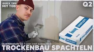 Trockenbau auf Qualitätsstufe Q2 spachteln Fugen breit ausspachteln 👷🏼‍♂️ Quick Tipp 02 [upl. by Mccreery]