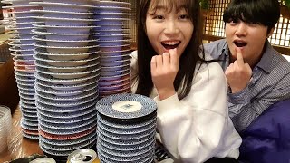 삼겹살 15인분 먹고 초밥 100접시 가능 회전초밥 먹방 Korean mukbang eating show [upl. by Aicekat]