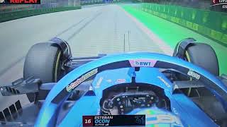 Ocon Alonso crash 2023 Brazilian GP Sprint Shootout [upl. by Suqram]