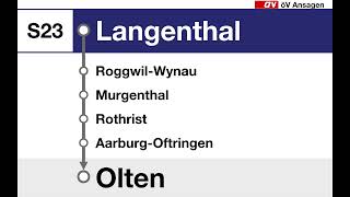 SBB TTS Ansagen • S23 • Olten – Langenthal [upl. by Ayojal]