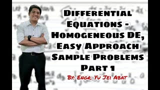 Differential Equations  Homogeneous DE Easy Approach Sample Problems Part 1 [upl. by Doralynn266]