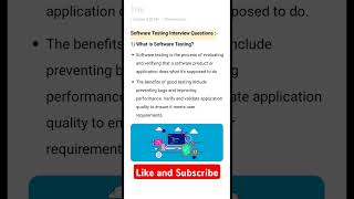 Software Testing interview Questions👍🏻 What is Software testingtechagent20 [upl. by Eirruc]