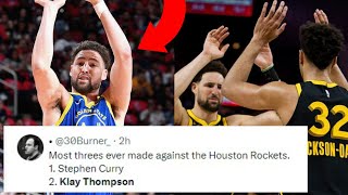 NBA REACT TO KLAY THOMPSON VS HOUSTON ROCKETS  KLAY THOMPSON REACTIONS [upl. by Bogie]