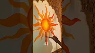 How to draw sun painting  sun painting on wall ytshorts shorts art [upl. by Broddy]