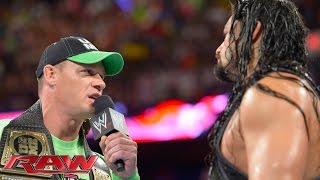 John Cena confronts Roman Reigns Raw July 14 2014 [upl. by Eirised]