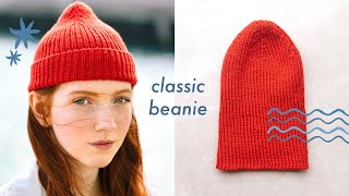 How to Knit a CLASSIC BEANIE Free Hat Pattern [upl. by Elocal377]