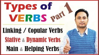 Verbs in English Grammar  All Types  Linking Copular Stative Dynamic Irregular Regular Transitive [upl. by Tavie]