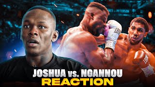 Israel Adesanya Reacts To Anthony Joshuas BRUTAL KO vs Francis Ngannou [upl. by Jeannine867]