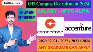 Accenture Recruitment 2024 for Freshers  Cornerstone Recruitment 2024  Biggest Internship  Jobs [upl. by Enidan]