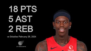 Dennis Schroder 18 pts 5 ast 2 reb vs Grizzlies  February 26 2024 [upl. by Aynekat]