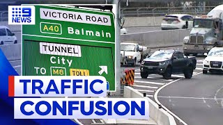 New Sydney interchange causes traffic chaos  9 News Australia [upl. by Canotas]