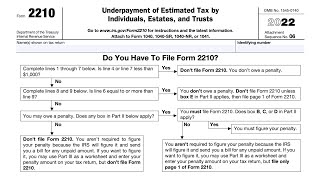 IRS Form 2210 walkthrough  ARCHIVED COPY  READ COMMENTS ONLY [upl. by Nisay]