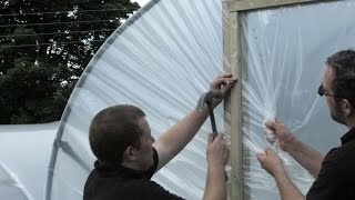 Fitting a Polytunnel Cover using Base Rails  Timber and Aluminium options  Covering a Polytunnel [upl. by Dominy]