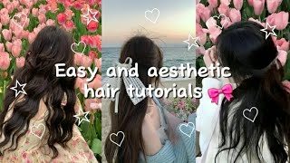 •Easy amp aesthetic hair tutorial 🎀• hairstyle like subscribe makeitviral firstvideoonyoutube [upl. by Yddub]