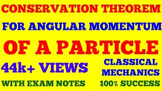 CONSERVATION THEOREM OF ANGULAR MOMENTUM OF A PARTICLE  CONSERVATION OF ANGULAR MOMENTUM  NOTES [upl. by Ecirtam]