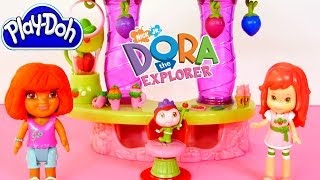 Play Doh Dora The Explorer and Strawberry Shortcake PlayDoh Hair Makeover Toys [upl. by Aisan827]