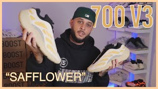 WATCH BEFORE YOU BUY YEEZY 700 V3 SAFFLOWER REVIEW amp ON FEET [upl. by Ardnuaek]