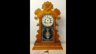 Antique Gingerbread Ansonia Cottage Chime Mantel Clock  Item 1911  Adelaide Clocks [upl. by Otrevogir]