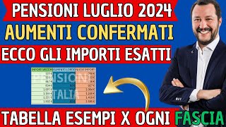 PENSIONI LUGLIO AUMENTI CONFERMATI TABELLA ESEMPI FASCIA PER FASCIA📈VERIFICA NUOVI IMPORTI LORDI [upl. by Phineas]