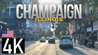 Driving in Champaign Illinois 4K Street Tour  Downtown Champaign amp Campustown Area [upl. by Esereht]