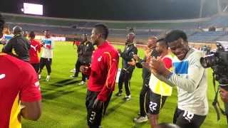 Ghana players sing before their World Cup playoff against Egypt in Cairo [upl. by Tlok939]