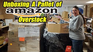 Unboxing a pallet of Unmanifested Amazon Overstock that i paid 700000 for 6 of them [upl. by Drahsir]