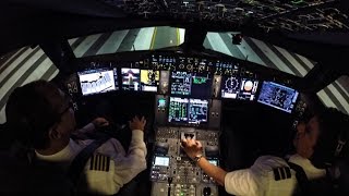 Airbus A350XWB Flightdeck Night Takeoff [upl. by Tori]