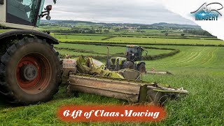 Lyons Contracts mowing with 64ft of CLAAS Xerions and mowers [upl. by Eelta431]