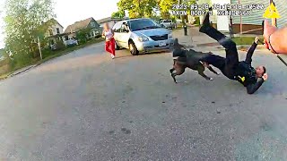 Pit Bull Attacks Officer During Terrifying Rampage [upl. by Alleinnad]