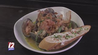 In the Kitchen Steamed littlenecks with white beans sausage and kelp [upl. by Aiz557]