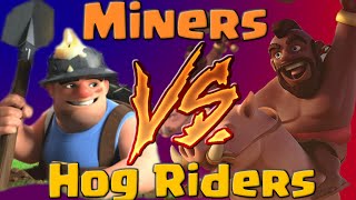 Miner vs Hog Rider  Clash of Clans Battle Miner Vs Hogs Troop Attacks [upl. by Blatt]