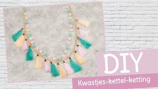 DIY sieraden maken met Kralenhoekje  Lange ketting met kwastjes en ketteltechniek [upl. by Farland]