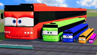 Big amp Small Long Bus Lightning Mcqueen vs Train Thomas  BeamNGDrive [upl. by Salkcin342]