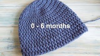 crochet How To  Crochet a Simple Baby Beanie for 06 months [upl. by Kuehn]