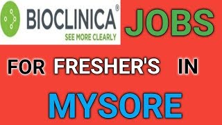 BIOCLINICA Pharma Jobs for Freshers in Mysore  Pharma Guide [upl. by Lesko]