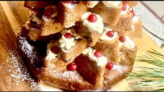 Pandoro Christmas tree delicious Italian dessert with mascarpone creme [upl. by Sherard]