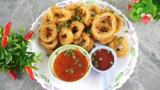 Delicious Fried Frozen CalamariSquid Rings Crispy Crunch Homemade Quick and Easy Recipe [upl. by Erdnaek]