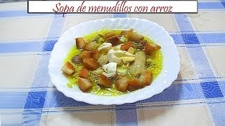 Sopa de menudillos con arroz y picatostes  Receta de Cocina en Familia [upl. by Elockin]