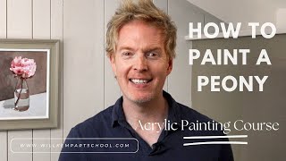 How to Paint a Peony in Acrylics Course [upl. by Bronson]