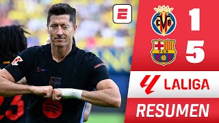 BARCELONA GOLEÓ 51 a VILLARREAL DOBLETE de LEWANDOWSKI y RAPHINHA TER STEGEN LESIONADO  La Liga [upl. by Gnoix]