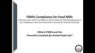 SC FSMA Compliance – What is FSMA and the preventive controls for Animal Food Rule [upl. by Gathard787]