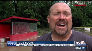 Knightstown ball park damaged by storms [upl. by Biles824]