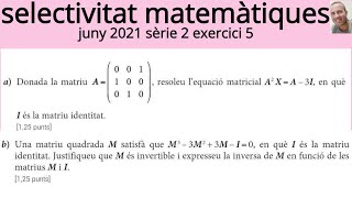 examen PAU selectivitat mates científic tecnològic juny 2021 sèrie 1 exercici 5 matrius [upl. by Ivatts]