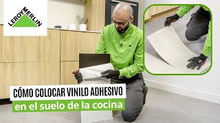 Cómo colocar vinilo adhesivo en el suelo de cocina  LEROY MERLIN [upl. by Marleah]