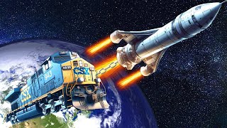 OB amp I Launched TRAINS With Rockets into Space in Stormworks Multiplayer [upl. by Dhumma]