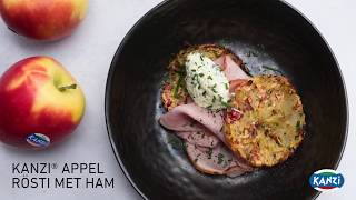 KANZI® APPELRÖSTI MET HAM EN BIESLOOKCRÈME  recept [upl. by Kcirrag823]