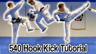 Taekwondo 540 Hook Kick Tutorial Cheat 720  GNT How to [upl. by Christoph]