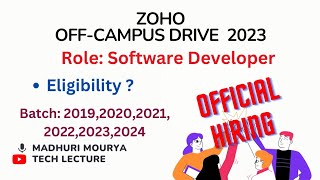 Zoho OffCampus Drive 2023  Software Developer techlecture [upl. by Hook]